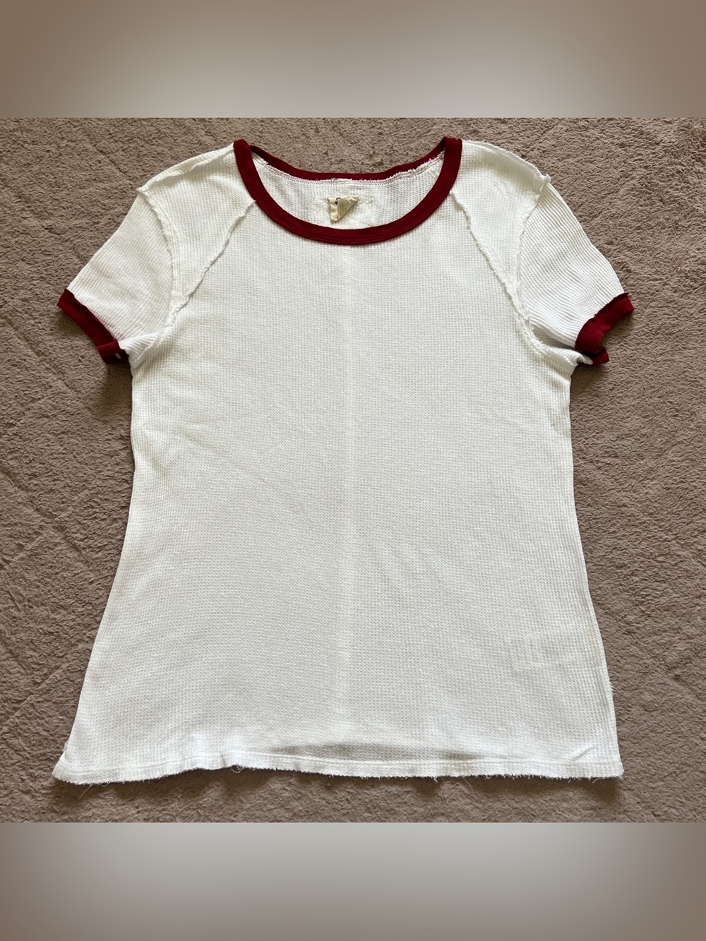 Free People We The Free Waffle Knit T-Shirt Stretch Minimalist Capsule Sz XL